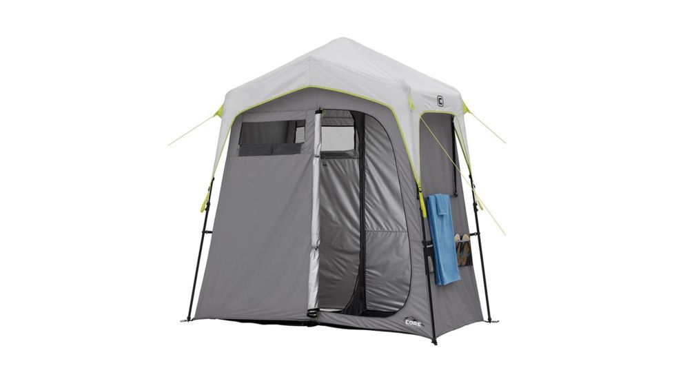 Core Equipment Two-Room Instant Shower Tent, Gray, 7 x 3.5 ft, 40058