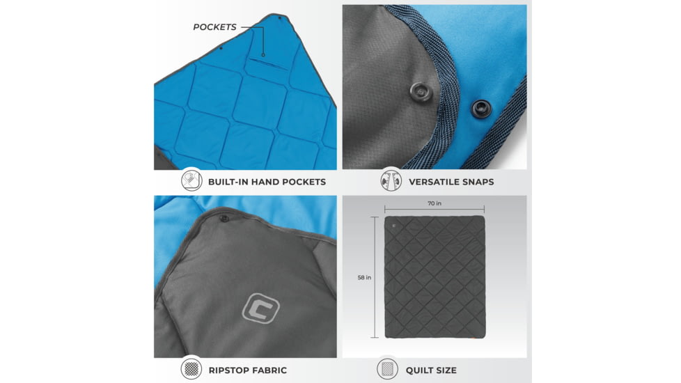 Core Equipment Wearable Camp Blanket, Grey, 40211