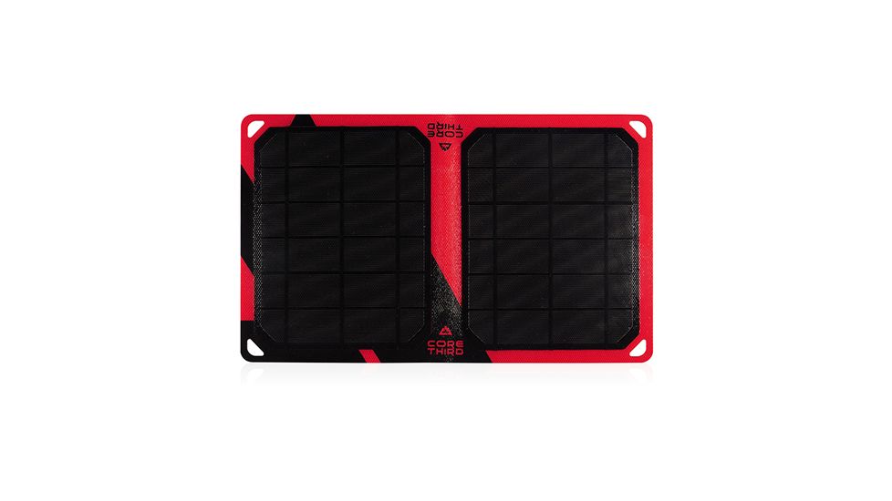 Core Third Maasai 10 Solar Charger - Two Port, Black/Red, Hyperlon, 1 Year Mfg Warranty, COR-81319
