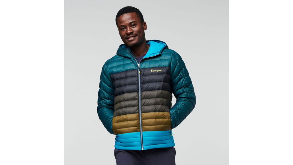 Cotopaxi Fuego Down Hooded Jacket Colorblock - Mens, Deep Ocean Stripes, 3XL, FDJC-F22-DEOCS-M-XXXL