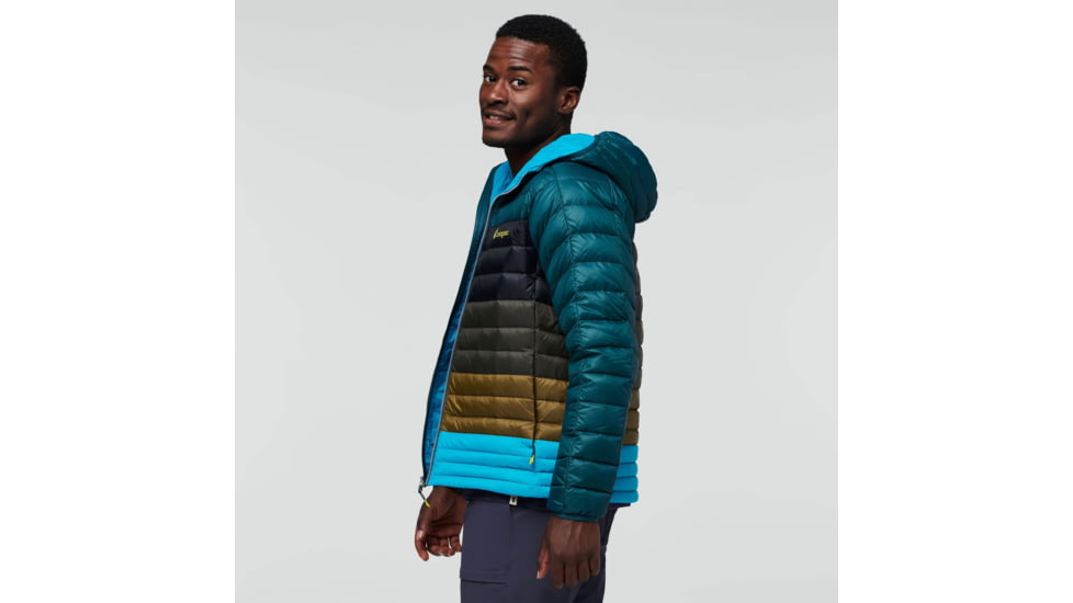 Cotopaxi Fuego Down Hooded Jacket Colorblock - Mens, Deep Ocean Stripes, 3XL, FDJC-F22-DEOCS-M-XXXL