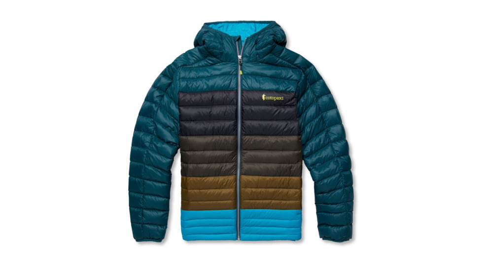 Cotopaxi Fuego Down Hooded Jacket Colorblock - Mens, Deep Ocean Stripes, 3XL, FDJC-F22-DEOCS-M-XXXL