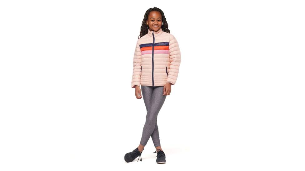 Cotopaxi Fuego Down Hooded Jacket - Kids, Rosewood Stripes, Large, KFDJ-F23-ROSEWS-Kids-L