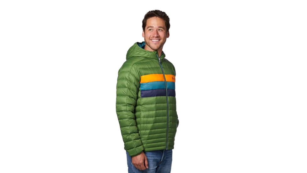 Cotopaxi Fuego Down Hooded Jacket - Mens, Avocado Stripes, Extra Large, FDJ-F20-AVOS-M-XL