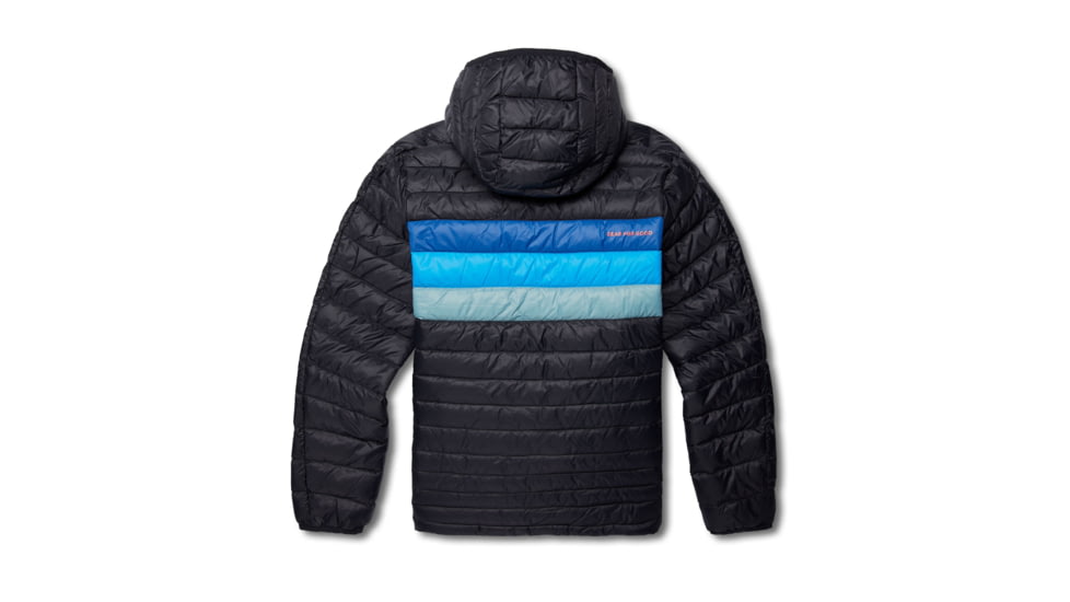 Cotopaxi Fuego Down Hooded Jacket - Mens, Black/Pacific Stripes, 2XL, FDJ-F22-BLKPAS-M-XXL
