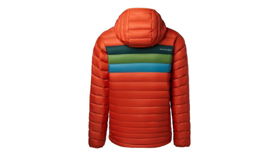 Cotopaxi Fuego Down Hooded Jacket - Mens, Cayenne Stripes, Large, FDJ-F20-CAYS-M-L