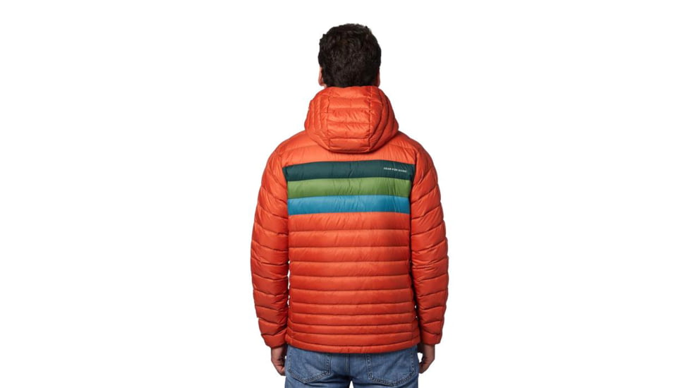 Cotopaxi Fuego Down Hooded Jacket - Mens, Cayenne Stripes, Large, FDJ-F20-CAYS-M-L