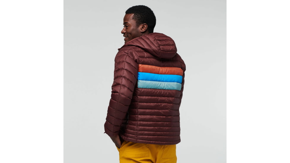 Cotopaxi Fuego Down Hooded Jacket - Mens, Chestnut Stripes, Large, FDJ-F22-CHSNTHS-M-L