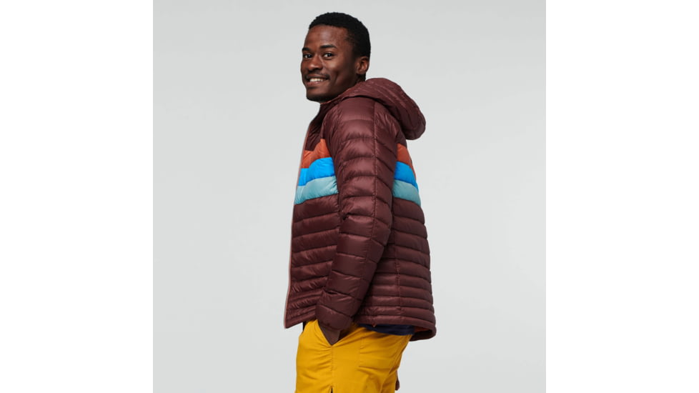 Cotopaxi Fuego Down Hooded Jacket - Mens, Chestnut Stripes, Large, FDJ-F22-CHSNTHS-M-L