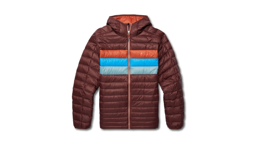 Cotopaxi Fuego Down Hooded Jacket - Mens, Chestnut Stripes, Large, FDJ-F22-CHSNTHS-M-L
