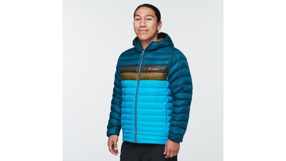 Cotopaxi Fuego Down Hooded Jacket - Mens, Deep Ocean &amp; Mineral Blue, Large, FDJ-S22-DOMTM-M-L