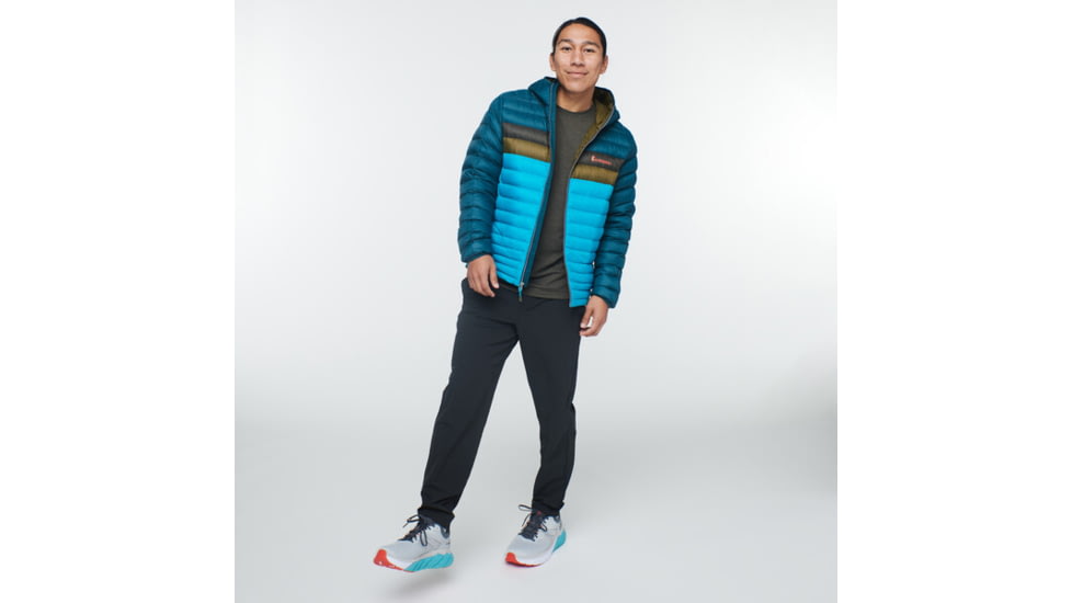 Cotopaxi Fuego Down Hooded Jacket - Mens, Deep Ocean &amp; Mineral Blue, Large, FDJ-S22-DOMTM-M-L