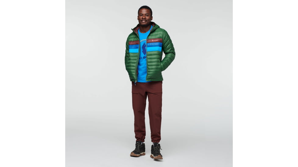 Cotopaxi Fuego Down Hooded Jacket - Mens, Forest Stripes, Small, FDJ-F22-FORES-M-S