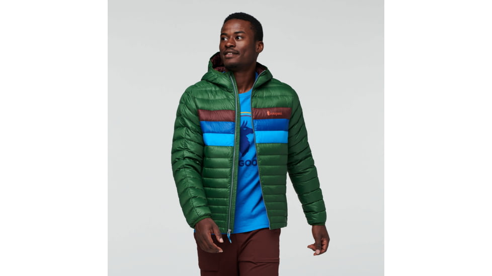 Cotopaxi Fuego Down Hooded Jacket - Mens, Forest Stripes, Small, FDJ-F22-FORES-M-S