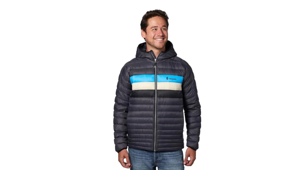 Cotopaxi Fuego Down Hooded Jacket - Mens, Graphite Stripes, Medium, FDJ-F20-GRPHST-M-M