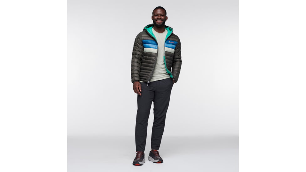 Cotopaxi Fuego Down Hooded Jacket - Mens, Iron Stripes, Small, FDJ-F21-IRONS-M-S
