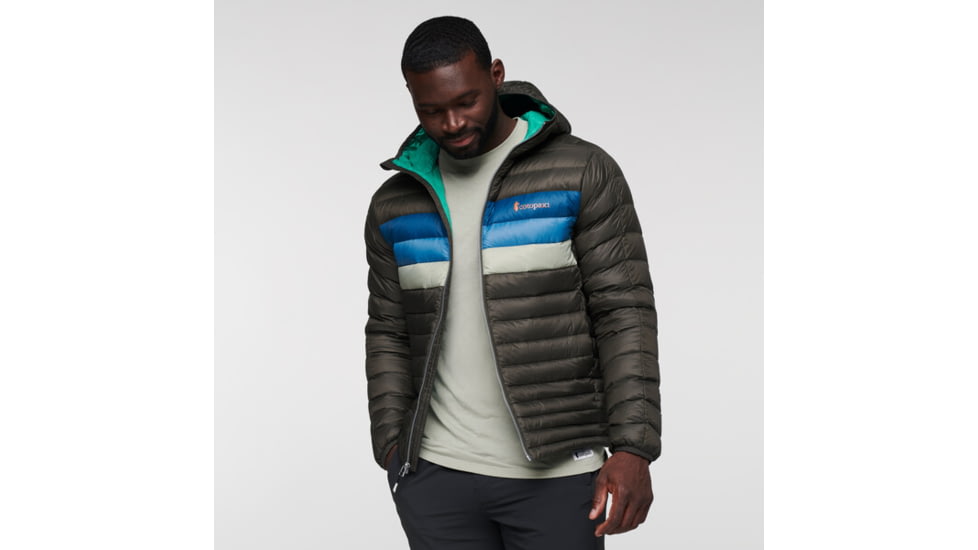 Cotopaxi Fuego Down Hooded Jacket - Mens, Iron Stripes, Small, FDJ-F21-IRONS-M-S