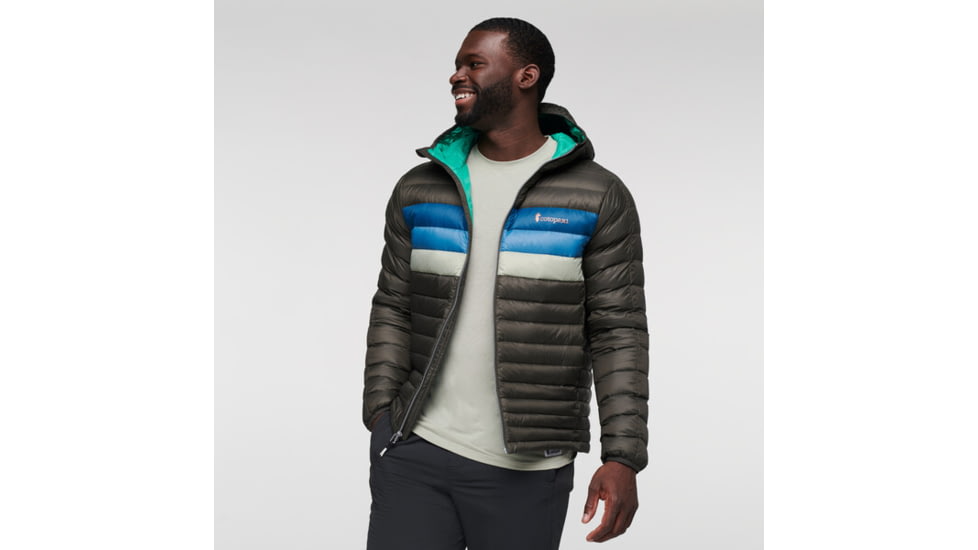Cotopaxi Fuego Down Hooded Jacket - Mens, Iron Stripes, Small, FDJ-F21-IRONS-M-S
