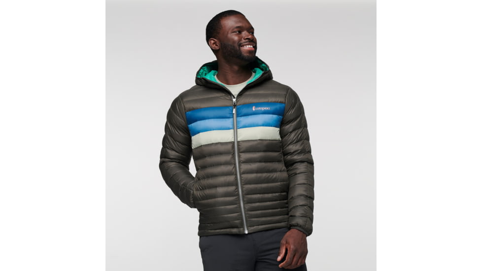 Cotopaxi Fuego Down Hooded Jacket - Mens, Iron Stripes, Small, FDJ-F21-IRONS-M-S