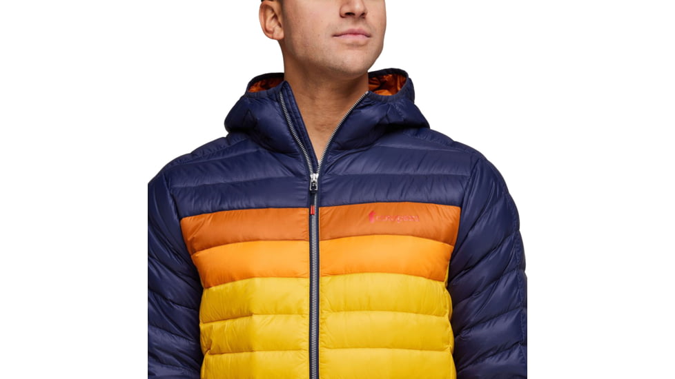 Cotopaxi Fuego Down Hooded Jacket - Mens, Maritime &amp; Sunset, Extra Small, FDJ-S23-MTMSU-M-XS