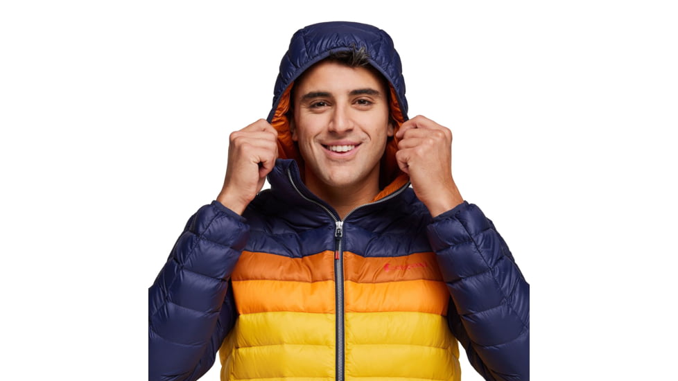 Cotopaxi Fuego Down Hooded Jacket - Mens, Maritime &amp; Sunset, Extra Small, FDJ-S23-MTMSU-M-XS