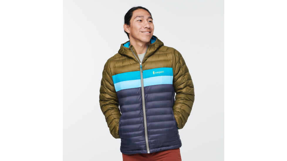 Cotopaxi Fuego Down Hooded Jacket - Mens, Oak &amp; Graphite, 2XL, FDJ-S22-OAKGRP-M-XXL