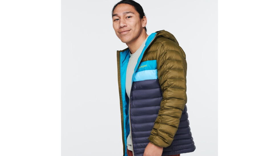 Cotopaxi Fuego Down Hooded Jacket - Mens, Oak &amp; Graphite, 2XL, FDJ-S22-OAKGRP-M-XXL