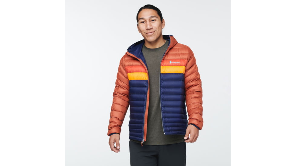 Cotopaxi Fuego Down Hooded Jacket - Mens, Spice/Maritime, Extra Small, FDJ-S22-SPMTM-M-XS