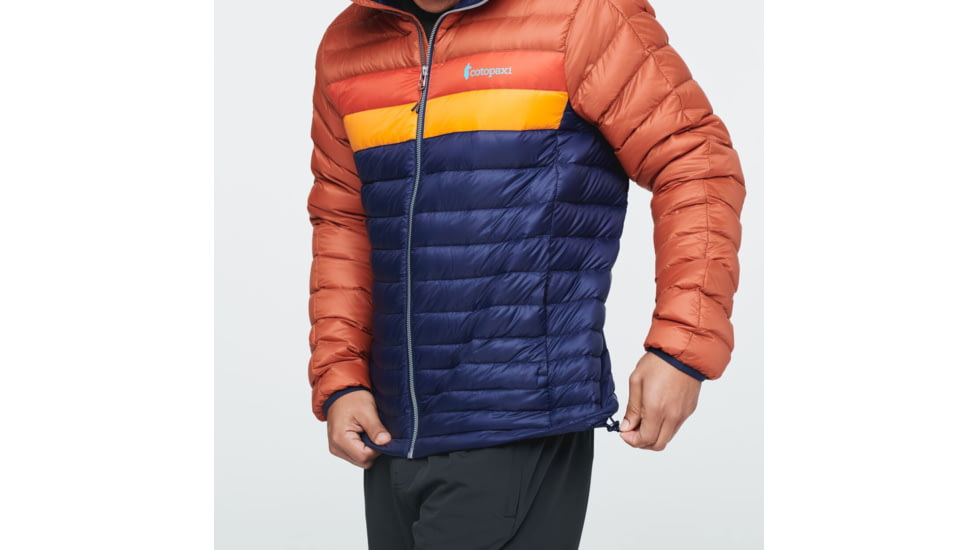 Cotopaxi Fuego Down Hooded Jacket - Mens, Spice/Maritime, Extra Small, FDJ-S22-SPMTM-M-XS