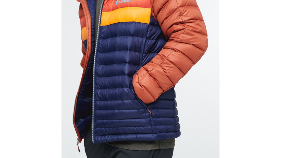 Cotopaxi Fuego Down Hooded Jacket - Mens, Spice/Maritime, Extra Small, FDJ-S22-SPMTM-M-XS