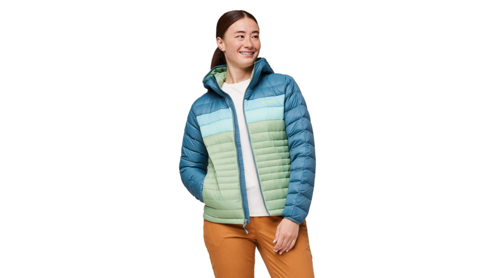 Cotopaxi Fuego Down Hooded Jacket - Womens, Blue Spruce/Aspen, Medium, FDJ-F23-BLSPAS-W-M