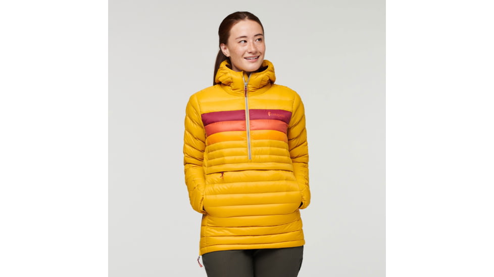 Cotopaxi Fuego Down Hooded Pullover - Womens, Amber Stripes, Extra Large, FDP-F22-AMBS-W-XL