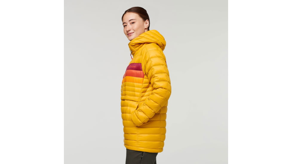 Cotopaxi Fuego Down Hooded Pullover - Womens, Amber Stripes, Extra Large, FDP-F22-AMBS-W-XL