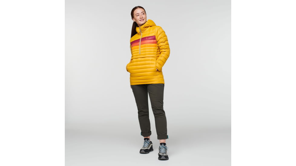 Cotopaxi Fuego Down Hooded Pullover - Womens, Amber Stripes, Extra Large, FDP-F22-AMBS-W-XL