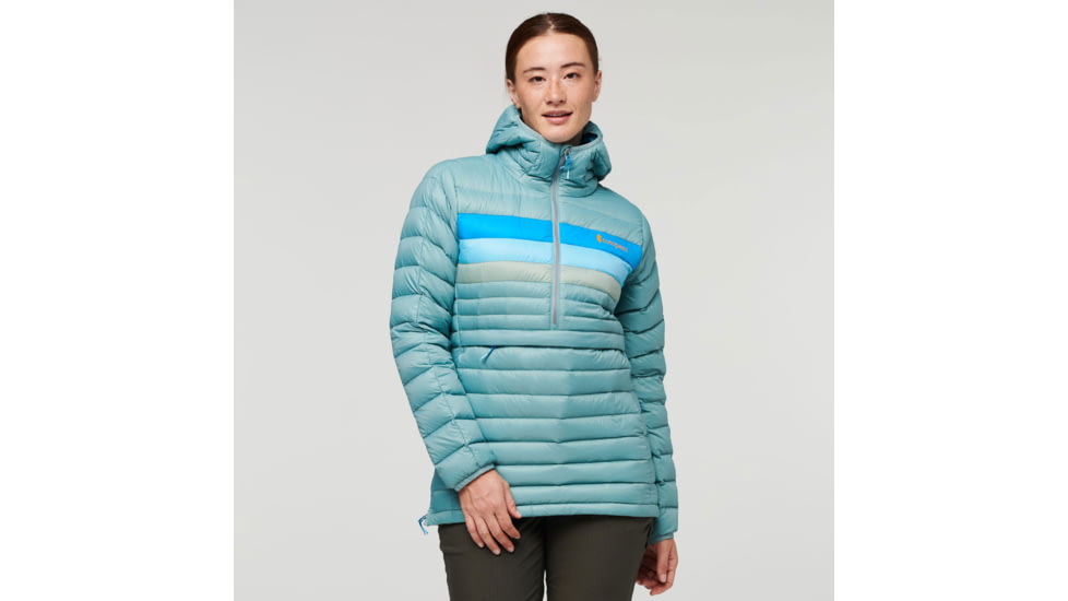 Cotopaxi Fuego Down Hooded Pullover - Womens, Bluegrass Stripes, Small, FDP-F22-BLGS-W-S