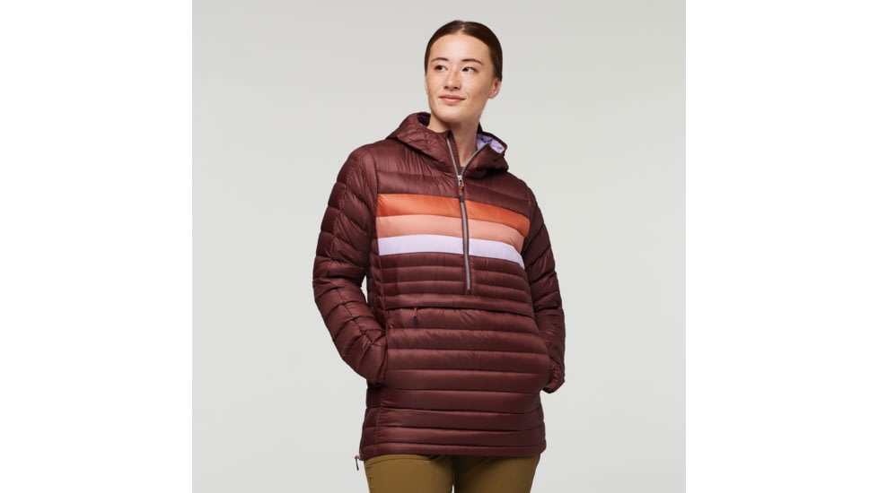 Cotopaxi Fuego Down Hooded Pullover - Womens, Chestnut Stripes, Extra Large, FDP-F22-CHSNTHS-W-XL