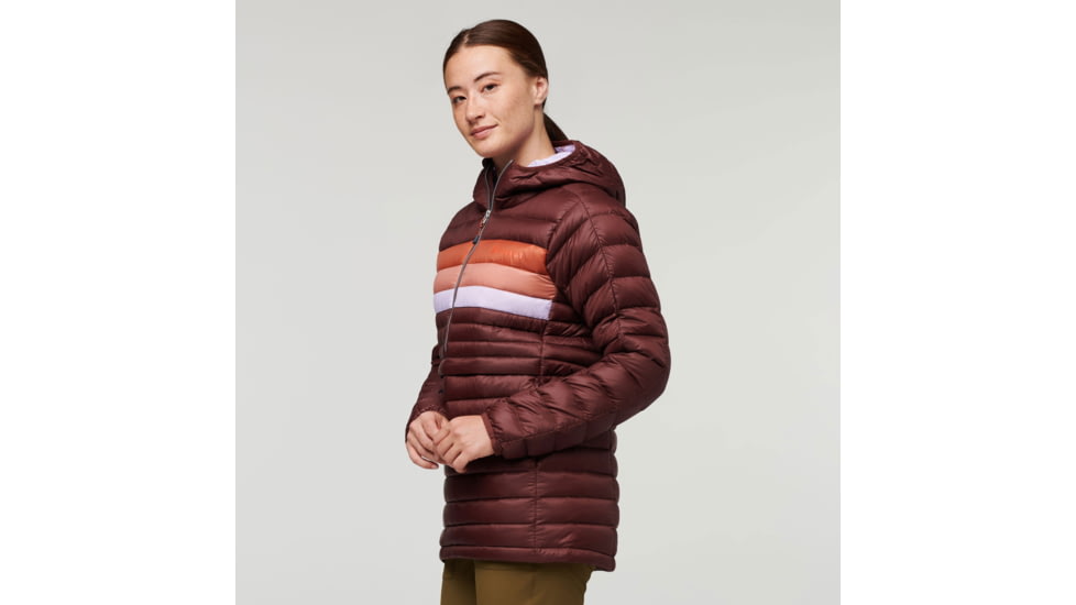 Cotopaxi Fuego Down Hooded Pullover - Womens, Chestnut Stripes, Extra Large, FDP-F22-CHSNTHS-W-XL