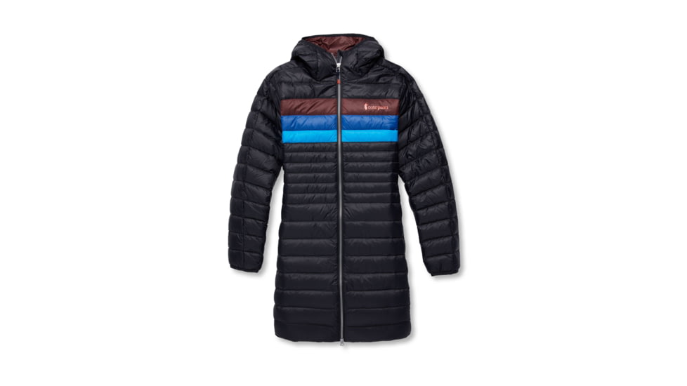 Cotopaxi Fuego Down Parka - Womens, Black/Chestnut Stripes, 2XS, FLJ-F22-BLKCHS-W-XXS