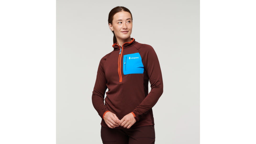 Cotopaxi Otero Fleece Half-Zip Pullover - Womens, Chestnut/Maritime, Extra Large, OTRHZ-F22-CHSMT-W-XL