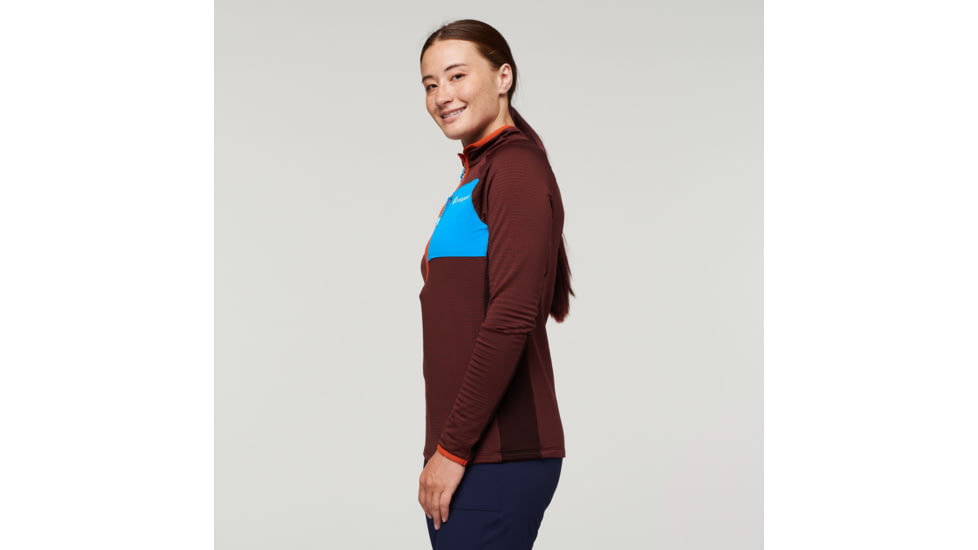 Cotopaxi Otero Fleece Half-Zip Pullover - Womens, Chestnut/Maritime, Extra Large, OTRHZ-F22-CHSMT-W-XL