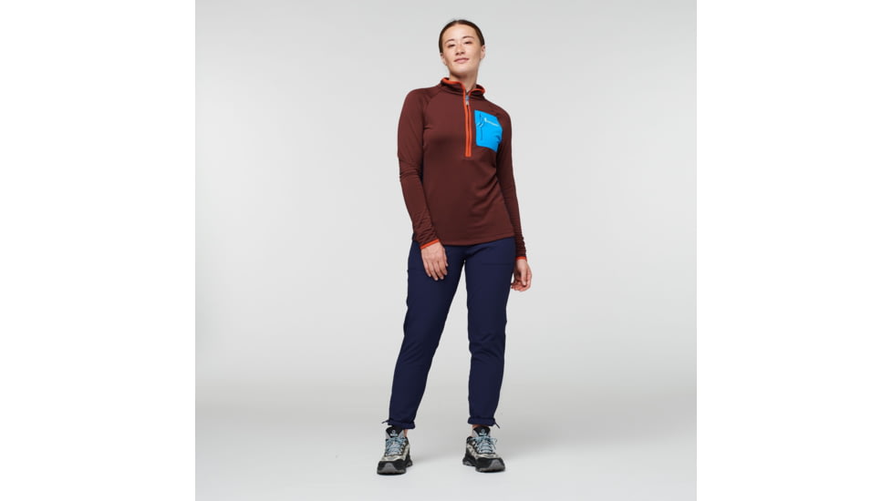 Cotopaxi Otero Fleece Half-Zip Pullover - Womens, Chestnut/Maritime, Extra Large, OTRHZ-F22-CHSMT-W-XL