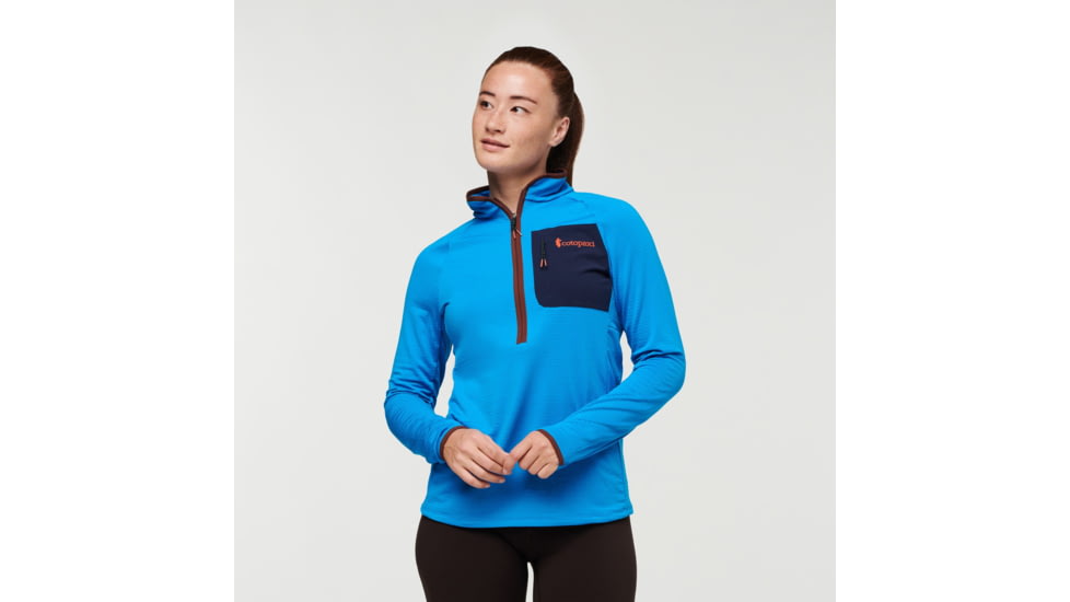 Cotopaxi Otero Fleece Half-Zip Pullover - Womens, Saltwater/Chestnut, Extra Small, OTRHZ-F22-SLTWR-W-XS
