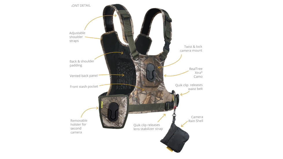 Cotton Carrier CCS G3 Camera Harness For 1 Camera &amp; 1 Binocular, Camo, One Size, 944CAMO