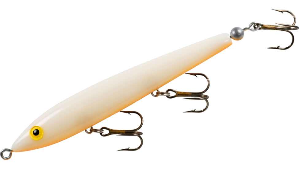 Cotton Cordell Tail Weighted Boy Howdy, 4 1/2in, 3/8oz, 4 Hooks, Bone/Orange, C4085