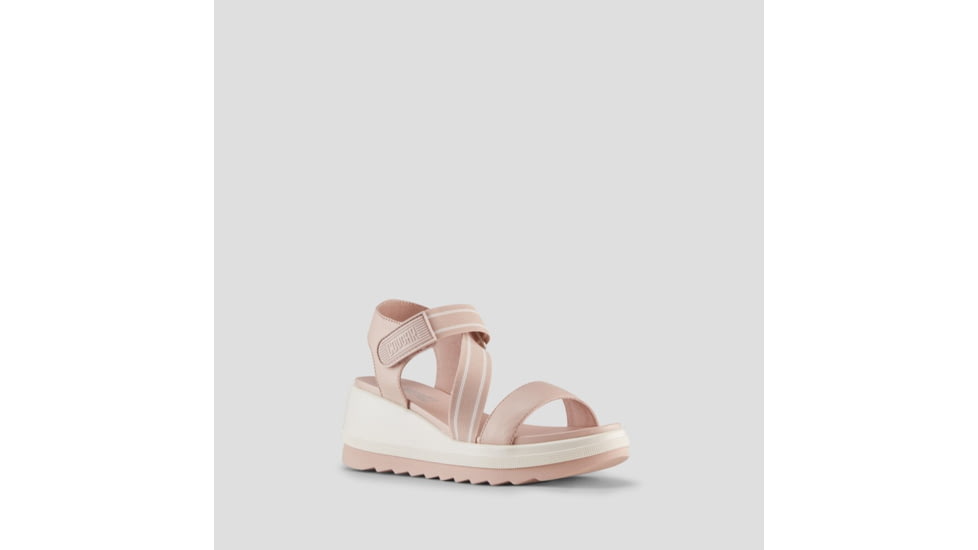 Cougar Hibiscus Leather Wedge Womans Sandals, Shell, 10, Hibiscus-Shell-10