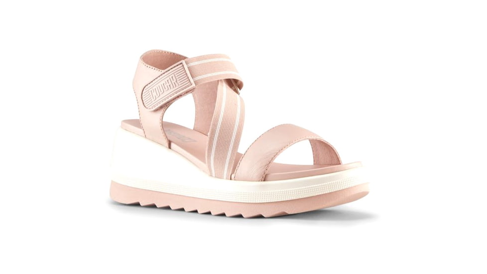 Cougar Hibiscus Leather Wedge Womans Sandals, Shell, 11, Hibiscus-Shell-11