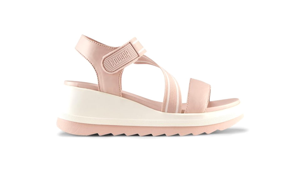 Cougar Hibiscus Leather Wedge Womans Sandals, Shell, 11, Hibiscus-Shell-11
