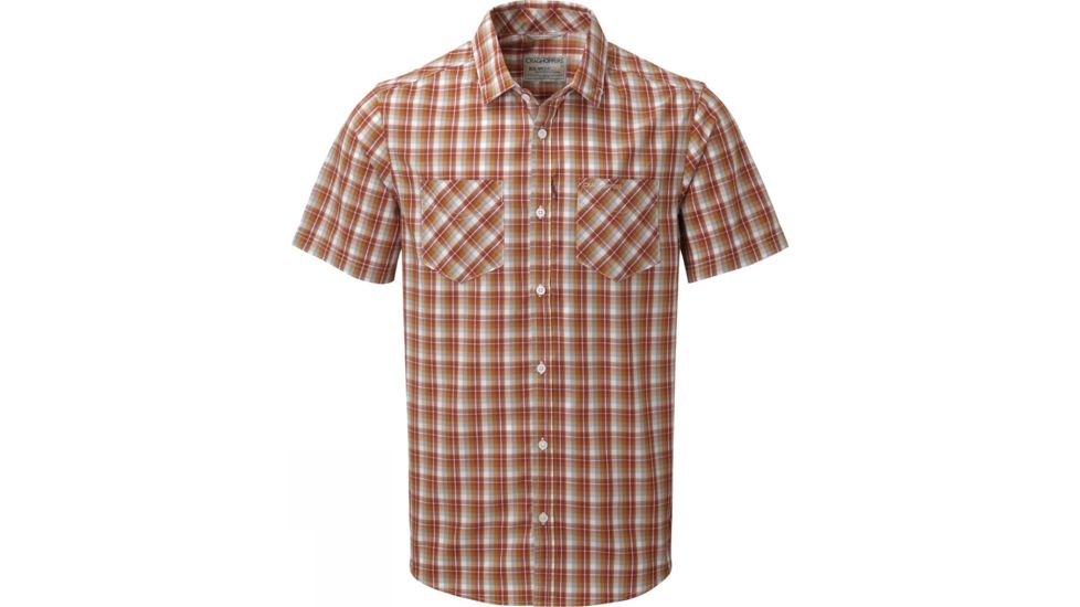 Crag Hoppers Corin Short Sleeve Shirt - Men's -Rust Check-Small