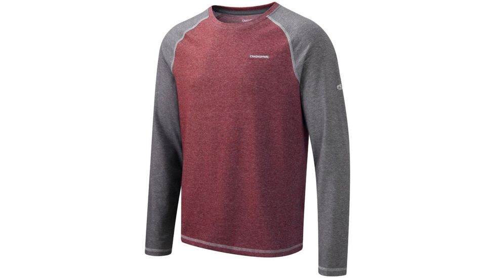 Crag Hoppers Nosilife Bayame Long Sleeve T-Shirt - Men's -Port Red Marl-XX-Large