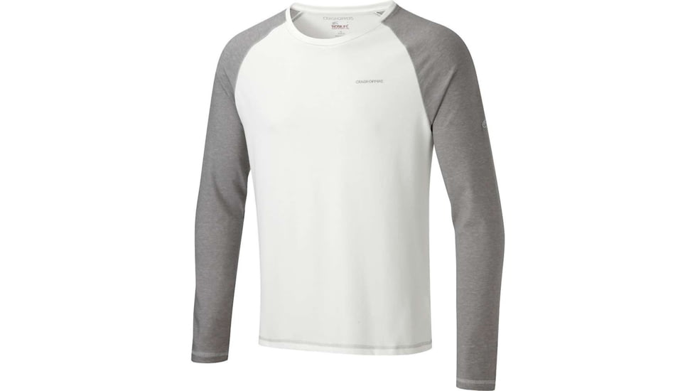 Crag Hoppers Nosilife Bayame Long Sleeve T-Shirt - Men's -White/Quarry Grey-Large